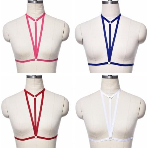 Gothic Open Chest Punk Sexy Body Cage 6 Colors Body Harness Bra Soft Elastic Band Bondage Crop Top Harness Cage Bra
