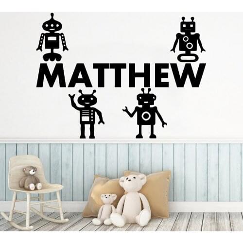 European-Style Custom Name Robot Decorative Sticker For Baby Bedroom Decor Wall Decals Poster Mural