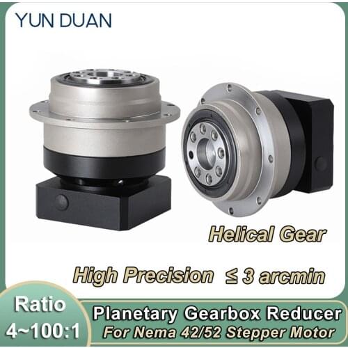 Flange Output Reducer Ratio4:1-100:1 3Arcmin High Precision 19 24mm Input Planetary Gearbox for Nema42 Nema52 Stepper Motor