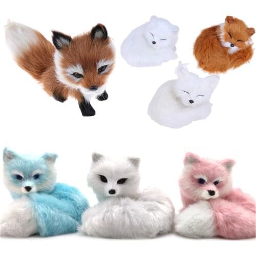 Hot Sale Small Simulation Fox Toy Mini Squatting Fox Model Home Decoration Wedding Birthday Gift Stuffed Plush Toys