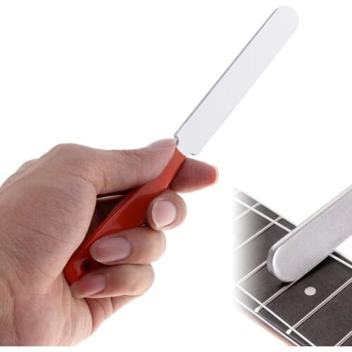 18.5 x 15cm Guitar Fret Crowning Luthiers Tools Stainless Steel Grinding Tools File Narrow Dual Cutting Edge with Rubber Handle