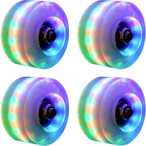 40%HOT4Pcs Luminous Roller Skating Wheels Flashing Double Row Bearing Skates Accessory