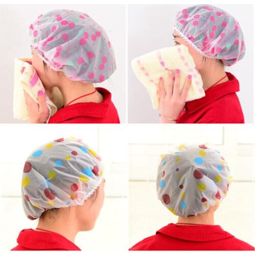 Cute Plastic Waterproof Elastic Shower Bathing Caps Kitchen Cooking Exhaust Smoke Hat Dustproof Smokeproof Hood Cap Hair Cover
