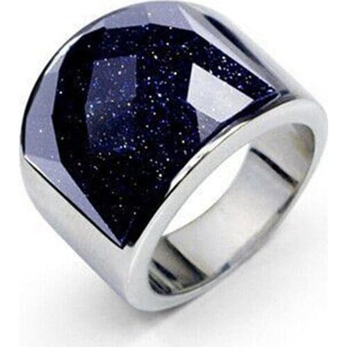 Fashion Luxury Purple Natural Stone Rings For Men 316L Stainless Steel Rings Jewelry Best Friends Birthday Gifts