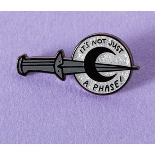 Not Just A Phase Moon Phases Glitter Enamel Brooch Pin Hat Bag Collar Lapel Pins Badges Women Mens Fashion Jewelry Accessories