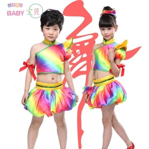 New Children Colorful Bloomers Dance Costumes Modern Latin Street Dance Performance Clothing