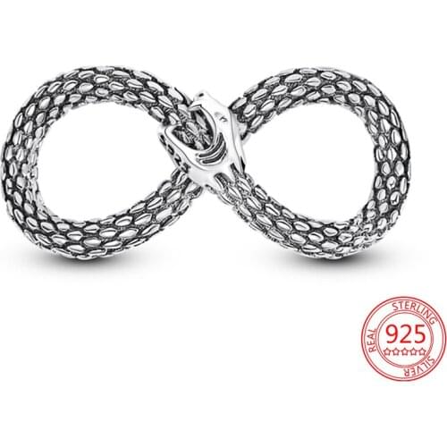 New 925 Sterling Silver DIY Jewelry Handsome Ouroboros Eternal Symbol Charms Beads Fit Original Pandora Bracelet For Women Gift
