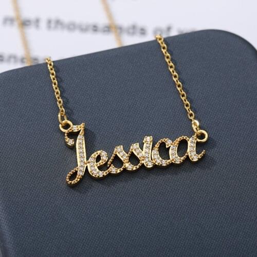 Personalized Cubic Zirconia Name Necklace For women Customized Letter Gold Choker Fashion Stainless Steel Chains Birthday Gift