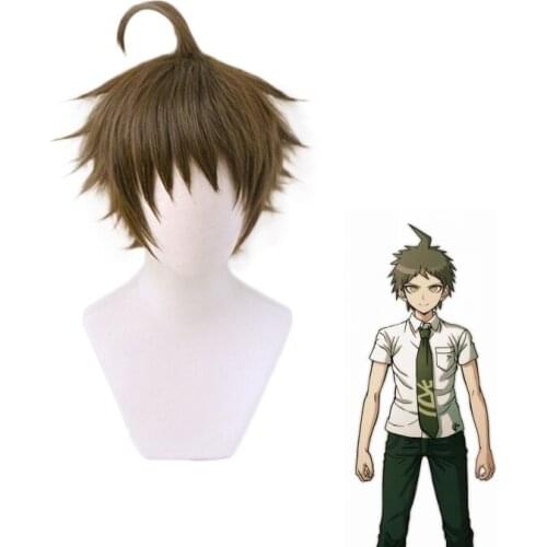 Danganronpa Hinata Hajime Wig Cosplay Costume Super Dangan Ronpa 2 Heat Resistant Synthetic Hair + free 1pcs Keychain