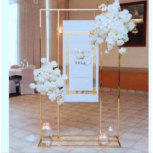 Wedding sign stand 6ft x 3ft Welcome Event Party sigh stand- shiny Gold sign stand frame-metal seating chart stand
