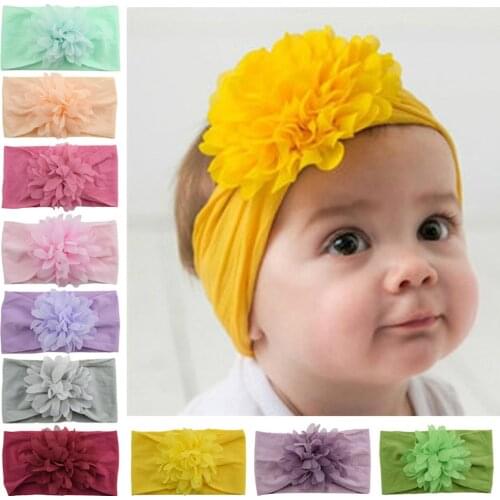 Baby Bows headbands Turban Kids Artificial Floral Elastic Toddler Solid Headband Hair Band for baby girl Hair Accessories 1PCS