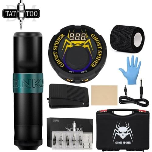 Professional Tattoo Kit Rotary Machine LCD Power Supply Foot Pedal Cartridge Needles Complete Tattoo Set for Starter