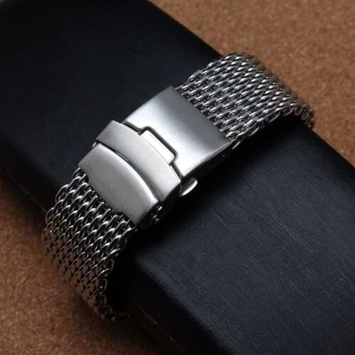 Shark Mesh Watchband Bracelets Special End safety Buckle 18mm 20mm 22mm 24mm Watch straps cant be adjusted length for men hours