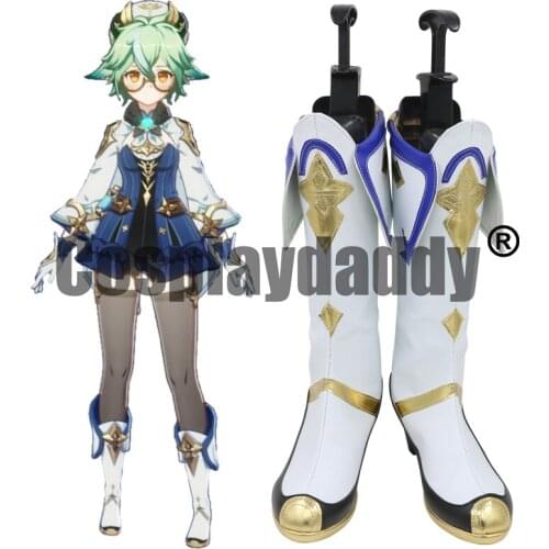 Genshin Impact Mondstadt Knights of Favonius Alchemist Harmless Sweetie Sucrose Cosplay White Shoes Heel Boots C006