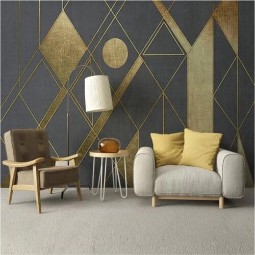 Nordic Minimalist Abstract Geometric Golden TV Background Wall Papers Home Decor Living Room Bedroom Decor Mural Wallpaper 3D