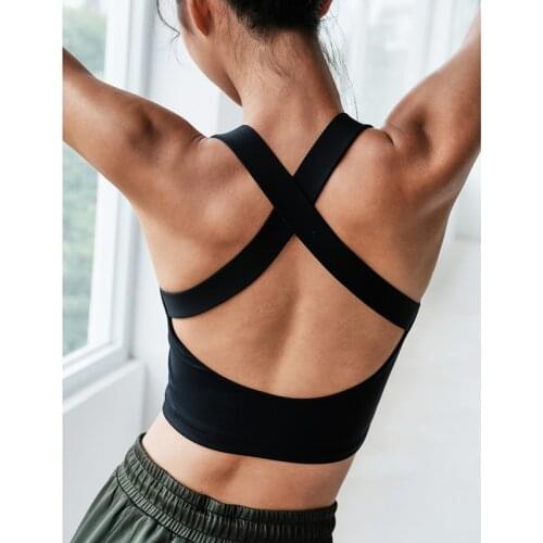 2021 New Yoga Tank Tops Women Fitness Crop Top Shockproof Sports Bras Training Sport Gym Tops Sexy Cross Back Running Vest