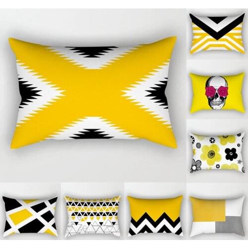 Yellow geometric striped pattern throw pillows friends tv show outside pillow covers rectangle pillow cover home decore pillow
