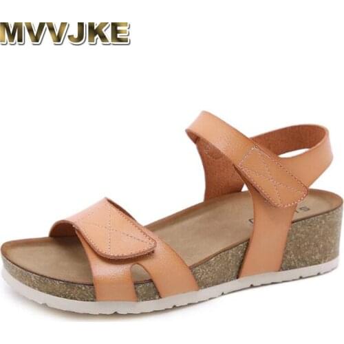 MVVJKE Womens Sandals Casual PU Lightweight Large Size Retro Wedge Comfortable Sandals Metal Buckle Oman Sandals Beach Shoes