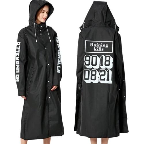 Yuding One Women/men Raincoat Cool Black Outside Rainwear Fashion Rain Coat For Men Long Jackets Tour Hooded Waterproof Poncho