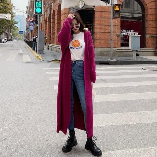 Fall Y2k Sweater Women Autumn Knitted Cardigan Long Sleeve Solid Single Breasted Mid-length Knitwear Sueter De Mujer Coat