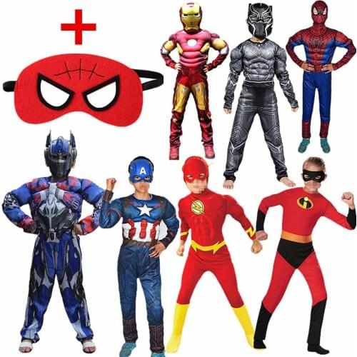 4-12Y Boy & Girl Super Cosplay Costume for Boys Carnival Halloween for Kids Party Costume Child Shield Gift Mask