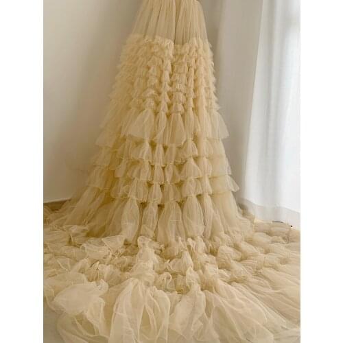 1 Yard 3D Beige Ruffle Fabric Changing Pleated Cake Photography Prop Backdrop Blanket Wedding Decors Skirt