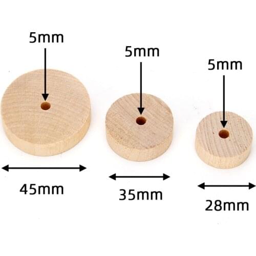 10 Pcs 10mm thickness round wood wheel wooden flat tire with hole 5mm DIY handcraft