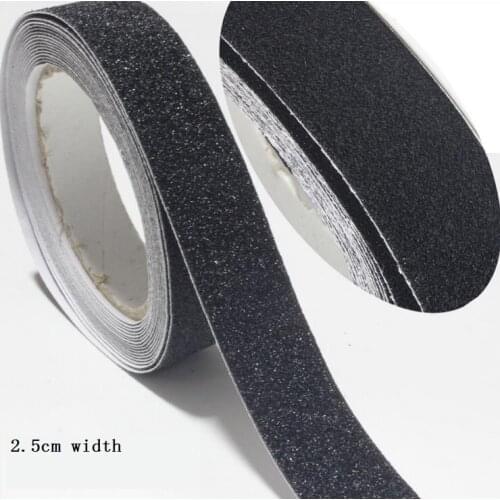 2.5cm*5M Floor Non-slip PVC Self-adhesive Tape Black PVC Silicon Carbide Rough Adhesive Tapes