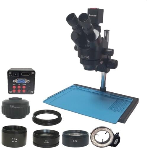 3.5X-90X Simul-Focal Stereo Microscopio Trinocular Microscope 20MP 1080P HDMI Video USB Digital Camera Industrial PCB Repair Kit