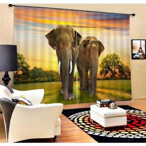 3D Printed Curtains for Living Room and Bedroom Cortinas Para Sala De Estar Beast and nature Image Customized
