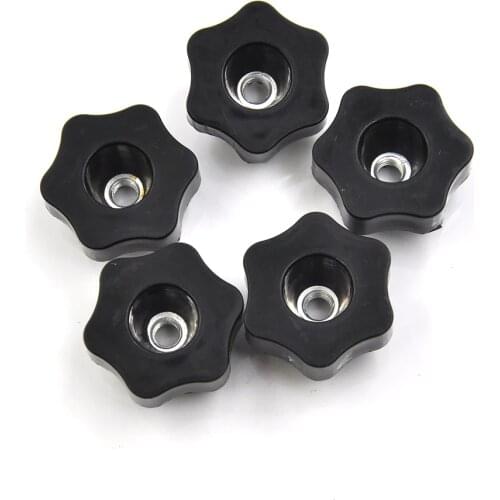 4 PCS M6 Female Thread Star Shaped Head Clamping Nuts Knob with through-hole for industry equipment