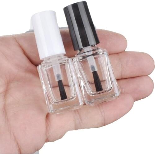 5ML Square Glass Empty Bottle With Cap and Brush Nail Polish Separate Bottle Paintbrush Small Portable Bottle