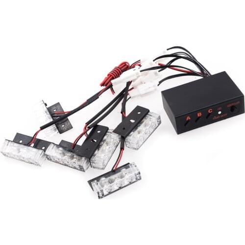 6pcs 12V LED Car Grill Bar Flashing Strobe Light Warning Lamp Fit for Truck Recovery Breakdown Vehicles