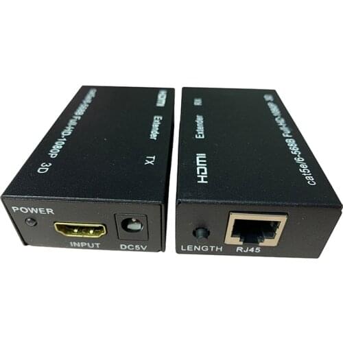 60m HD 1080P HDMI Extender RJ45 1x1 Splitter HDMI sender&receiver HDMI cable with Cat6 RJ45 ethernet cable for PC TV