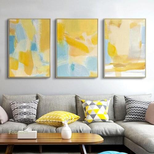 Abstract Canvas Painting Yellow Poster and Print for Living Room Bedroom Pictures On The Wall Modern Home Decoration