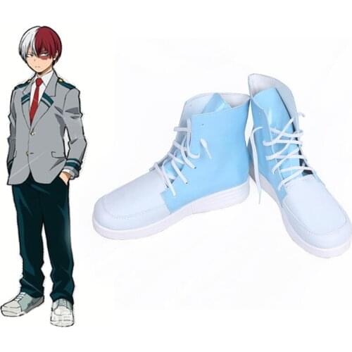 Anime My Hero Academia Cosplay Todoroki Shoto Costume School Boots Shoes Adult Halloween Accessories Carnival Party Ankle High