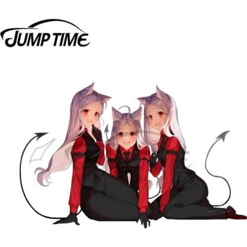 JumpTime 13 x8.9cm Canine Girls Cerberus Helltaker Game Anime Car Sticker Laptop Windows Decal DIY Occlusion Scratch Assessoires