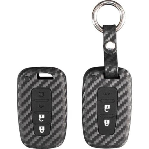 Bilchave 5pcs Carbon Silicone Remote Key Case Fob 3/4B For Kia K2 K5 Sportage Forte Hyundai IX35 Sonata Genesis Veloster Elantra