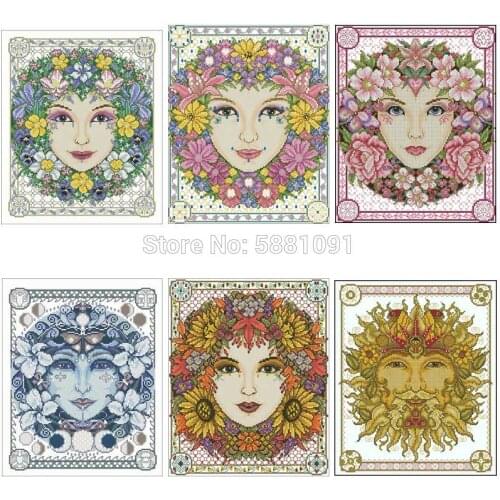 Goddess of Four Seasons patterns Counted Cross Stitch 11CT 14CT 18CT DIY Cross Stitch Kits Embroidery Needlework Sets home decor