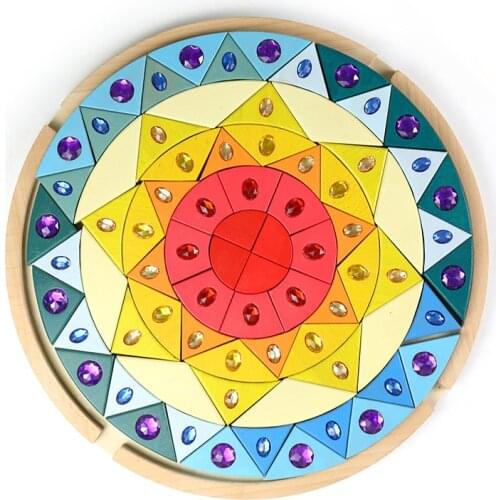 Large Wooden Gem Blocks Rainbow Stacking Toys Bricks Flower Blocks Kids Creative Game Jenga Blocks Educational Toys for Children