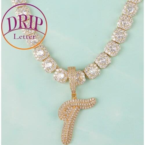 Solid Signature Letters Gold Color Pendant With 9mm Square Chain Men Women Hip Hop Necklace Jewelry