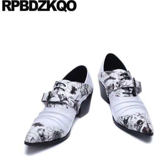 Monk strap Italy men nice formal 46 dress 11 white oxfords italian wedding printed pointed toe 2018 fashion shoes large size hot