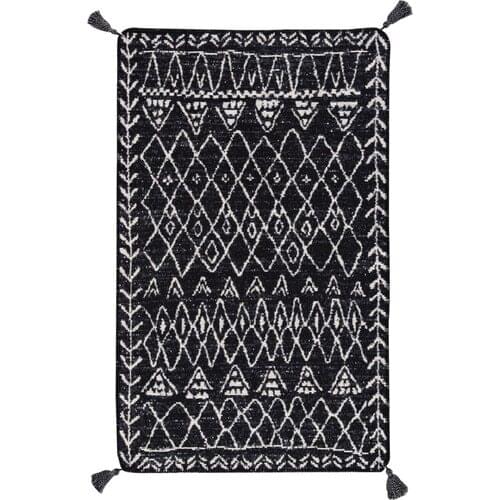 The loggerhead Home 80x150 Black White Mystic Pattern Double-Sided Woven Rugs, Two Color Rugs, Household items