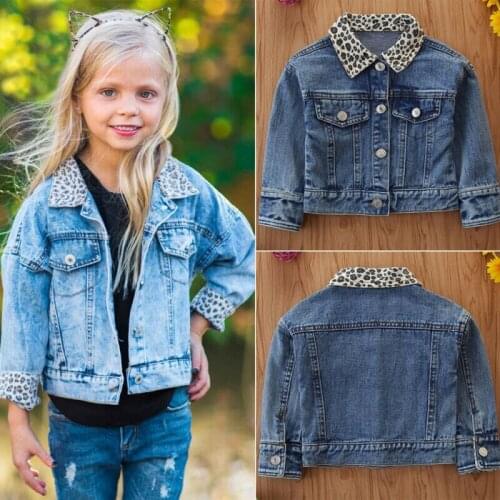 Denim Jacket For Baby Boys Girl Leopard Jean Coat Jackets Coat Outwear Autumn Warmn Long Sleeve Casual Fashion Coats Clothing