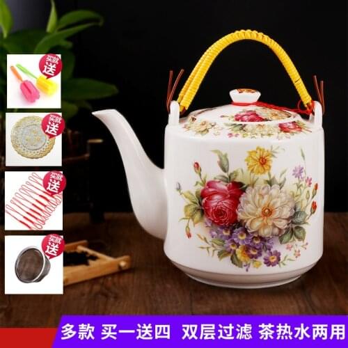 Ceramic kettle porcelain large capacity cold water kettle large blue and white porcelain cold water pot hot water lifting beam