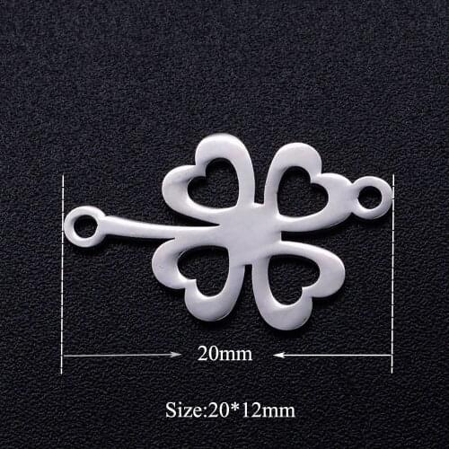 5pcs/lot Heart Flower Stainless Steel DIY Connector Charms Wholesale Jewelry Making Connectors DIY Pendants for Necklace Making