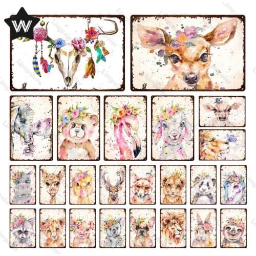 Cartoon Metal Sign Tin Animal Sign Metal Plaque Sign Tin Poster Metal Plate Decor Vintage Metal Signs Decor for Family Bar Decor