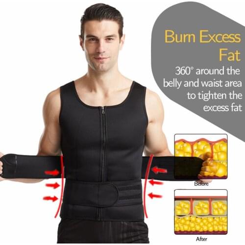 Neoprene Sweat Vest for Men Waist Trainer Vest Adjustable Workout Body Shaper with Zipper for Sauna Suit for Men Tops Shapewear