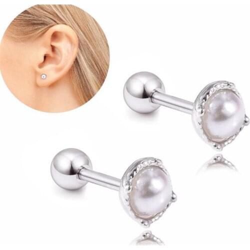 New Trendy Stainless Steel Simulated Pearl Stud Earring for Women High Quality Ear Stud Piercings Fashion Summer Jewelry Gift