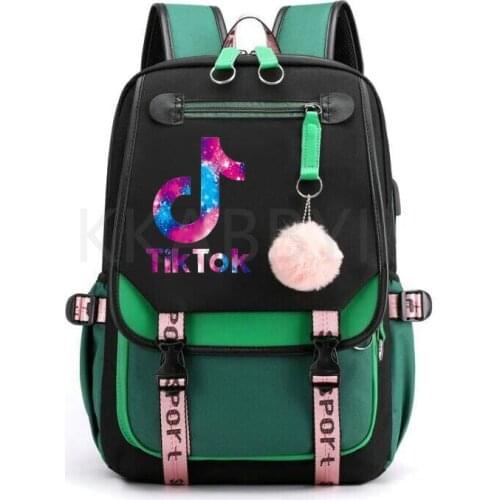 TIK TOK New USB Charging Bookbag Women Back Pack Laptop School Bags for Teenage Girls Schoolbag